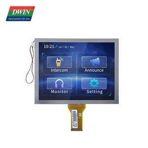 DWIN 8 inci 900nit 800*600 RGB 50PIN kapasitif resistif Panel sentuh TN TFT LCD modul tampilan layar LCD