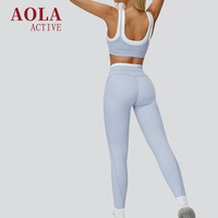 2026 AOLA Lichtgewicht Geruite Zachte Ademend Ecologisch Yogaset Hoge Taille Shorts & Sportbeha 2-delig Trainingspak