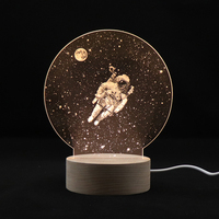 Lampe de nuit en acrylique fantaisie en gros, illusion 3D, astronaute, lumières LED pour la maison, la chambre à coucher