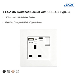 Enchufe de Pared Cuadrado de 86 mm con Interruptor, 13A, Estándar del Reino Unido, <span class=keywords><strong>Cargador</strong></span> Rápido de 18W, USB C, USB A, Amplio Voltaje de 110 a 250V - Product Image 5