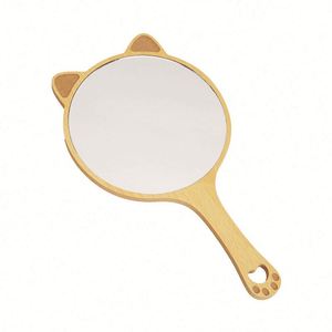 Diy <b>Mini</b> Wooden Makeup 360° Rotation 8" Large Frameless Folding Portable Table <b>Desk</b> Mirror With Stand for Bathroom Gifts - Product Image 3