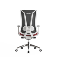 Nouvelle conception, fauteuil de bureau ergonomique 4D Move avec accoudoirs en PU blancs, base en aluminium et dossier en mesh