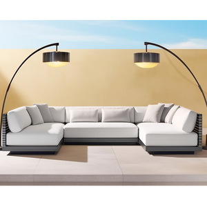 Mobiliario D'exterieur En Aluminio <span class=keywords><strong>Estrecho</strong></span> Mesas auxiliares para exteriores Sofá Seccional de jardín de metal Sofá americano popular - Product Image 1