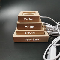 Grosir Alas Lampu LED Kayu Berwarna Solid Bentuk Kubus 4CM 5CM 6CM 8CM untuk Lampu Malam LED dan Alas Lampu Malam untuk Kubus Kristal 3D