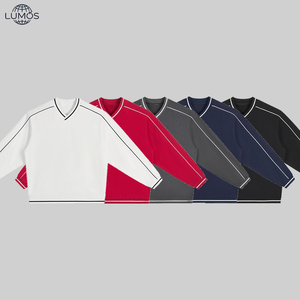 Sudadera con cuello en V y bloques de color, estilo universitario americano, de manga larga, para <span class=keywords><strong>hombre</strong></span>, con hombros caídos y puños acanalados, para otoño e invierno - Product Image 3