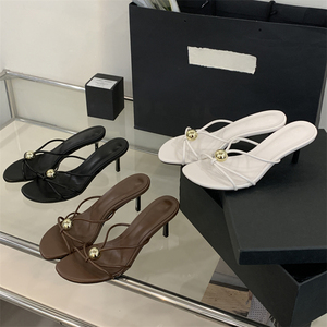 2025 Summer <b>Open</b> <b>Toe</b> High <b>Heels</b> European American Fashion Temperament Stiletto Sexy Outdoor Ladies Slippers - Product Image 6