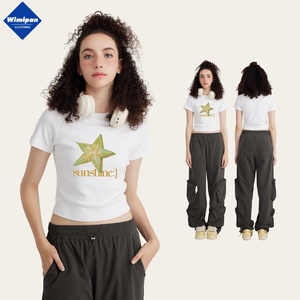 Verano americano hombro positivo <span class=keywords><strong>Spice</strong></span> Girls camiseta mujer manga corta nueva fruta estampado Slim Top - Product Image 3