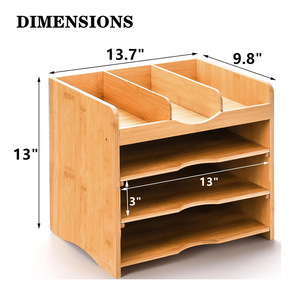 Organizador de oficina de bambú de 4 niveles, estante de almacenamiento de escritorio desmontable para documentos, libros y artículos de papelería - Product Image 2
