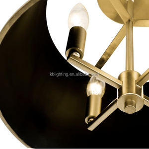 مصابيح سقف نحاسية شبه دافق حديثة من القماش لغرفة النوم وغرفة المعيشة - Product Image 6