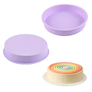 Non-stick purple 8. 6 inch round silicone bakeware bread pans mousse cake mold large silicone mould for cake