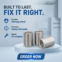 12mm Stainless Steel Polished Fully Threaded Metric Thread Inserts for Metal Applications
