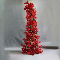 Arco Rojo para Celebración de Bodas, Set de Decoración Completo, Flores Artificiales de Seda, Fondo de Bienvenida para Fotografía