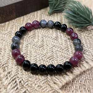 Bracelet naturel en perles de verre colorées anti-stress, livraison directe exclusive, choix de pierres personnalisées - Product Image 1