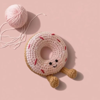 Kit de porte-clés en peluche en forme de beignet au crochet de haute qualité, fournitures complètes pour le bricolage inclus, artisanat de tricot DIY pour enfants et filles
