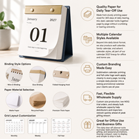Calendrier de bureau quotidien 365 jours 2027 personnalisé avec logo, en papier, reliure supérieure à double spirale, pages détachables, pour cadeau d'entreprise ou de bureau