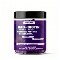 Complément Antioxydant NAD+Plus Collagène Resvératrol Contenant du Nicotinamide Ribose et de la Vitamine, Gummies de Biotine pour Soutenir la Production Naturelle de NAD