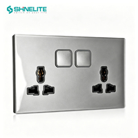 Interruptor de luz táctil de 13A y 1 toma, con panel de cristal y plástico, personalizable, precio de fábrica con 15 años de experiencia, para Reino Unido.