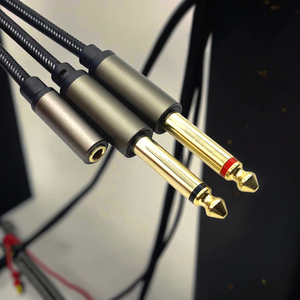 Cable divisor de Audio dual de 3,5 pulgadas de 1/4mm chapado en oro 1/8 \ "TRS hembra 6,35mm TS Mono macho enchufe trenzado estéreo <span class=keywords><strong>Video</strong></span> Audio Cables - Product Image 6