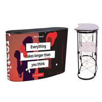 Comptoir pliable d'extérieur en aluminium pour affichage publicitaire, stand promotionnel avec table pliante