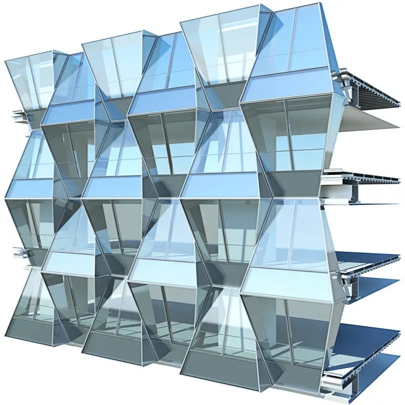 Parede de alumínio para edifícios, fachada de alumínio moderna personalizada, parede de janela em matriz para venda
