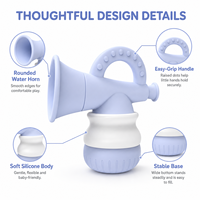 Jouet aquatique en silicone pour bébé, en forme de corne, jouet de bain sans couture avec poignée en arc et points texturés, pour le plaisir aquatique, vente en gros OEM