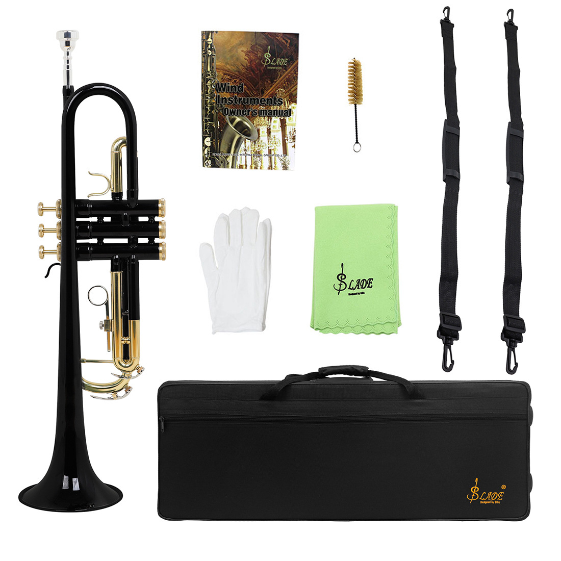 SLADE B-flat Brass Trumpet - Beginner-Friendly Gold Lacquered