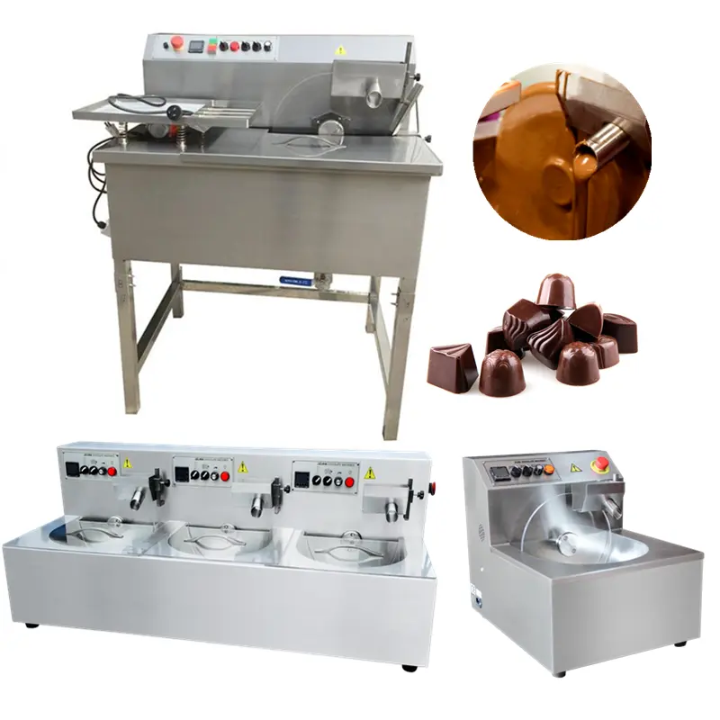 Molde de fundição de chocolate temperado, máquina de derretimento para revestimento de embalagem de chocolate