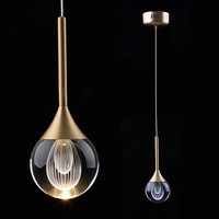 Lustre moderne AB en cristal, forme de boule, suspension en laiton mat cuivré, luminaire suspendu pour chevet