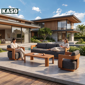 Ensemble de canapés modulaires d'extérieur en teck massif, design minimaliste, moderne, de luxe, imperméable, pour la plage, tendance - Product Image 2
