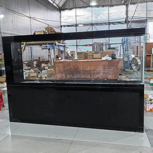 <span class=keywords><strong>Aquarium</strong></span> sur mesure sans cadre, grand format, avec meuble noir brillant, structure de filtration complète à débordement pour poissons marins - Product Image 2