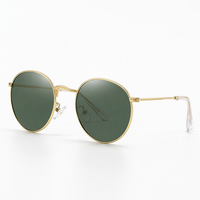 Lunettes de soleil rondes à monture métallique pour hommes et femmes, verres verts vintage, protection UV400, lunettes de soleil d'extérieur