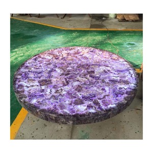 Dalle de carrelage en quartz améthyste rétroéclairée en pierre semi-précieuse de luxe naturelle pour la décoration d'hôtel - Product Image 2