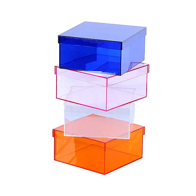 Scatole regalo in plastica acrilica trasparente bianca impilabile per contenitori bomboniere con coperchio dimensioni coperchi per regali cubo