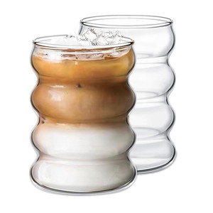 Taza de cristal de oruga ondulada, vasos únicos para beber, café helado, cerveza congelada, copas de vino acanaladas - Product Image 1