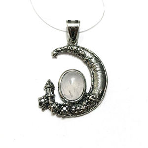 Pierre naturelle Améthyste Lapis Lazuli Quartz clair Rétro Croissant Style Cuivre Pendentif pour Femmes Hommes Mode Pierres Précieuses Bijoux - Product Image 5