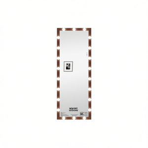 Espejo de Maquillaje Hollywood de Cuerpo Entero con LED, de Madera de Nogal, 62.6x23.3 Pulgadas, Espejo de Pie para Vestidor con Interruptor Táctil - Product Image 1