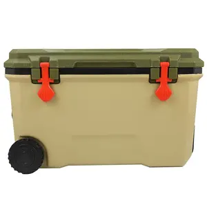 New Arrival 68L food fruit fish retro cooler box ice chest cooler box with wheels