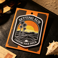 Nouveau Patch Brodé Effet Coucher de Soleil Chaud, Motif Cocotier, Vente en Gros, pour Décoration de Sac à Dos, Idéal pour l'Été et les Voyages, Personnalisable