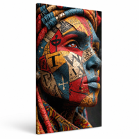 Art mural ethnique de luxe, portrait, collage de couleurs vibrantes, impression sur toile, image HD pour studio créatif et décoration intérieure
