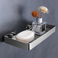 Étagère de salle de bain moderne et simple en acier inoxydable 304 pour projets hôteliers, porte-savon carré noir sans perçage, vente en gros