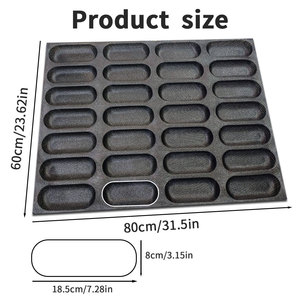 Moldes de Silicona Antiadherentes para Hornear, 24 Cavidades, para Hot Dogs, Baguettes y Sándwiches, Forma Rectangular Perforada - Product Image 4