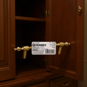 Hermex JAL-0521 Tirador de Barra Estilo Colonial Antiguo de 128 mm, Latón Brillante y Aleación de Aluminio para Armarios, Closets, Guardarropas, Cajones y Cocina - Product Image 2