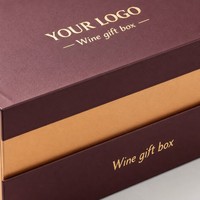 Caja de Regalo de Vino de Lujo, Caja de Papel con Asa, Color Borgoña, con Lámina Dorada, Logotipo Personalizado, Empaque para Botella de Vino, OEM, Marca Privada, Venta al Por Mayor