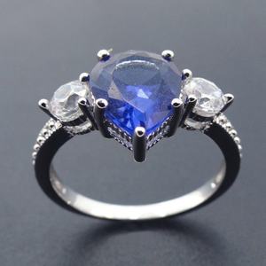 Anillo de Boda de Plata de Ley 925 con Tanzanita, Joyería de Plata al por Mayor - Product Image 4