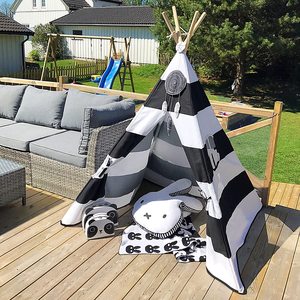 Tente <span class=keywords><strong>tipi</strong></span> pour garçons, 5 pieds-<span class=keywords><strong>Tipi</strong></span>-Bande noire et blanche-Tente de jeu pour enfants avec étui de transport en toile pour intérieur et <span class=keywords><strong>jardin</strong></span> - Product Image 1