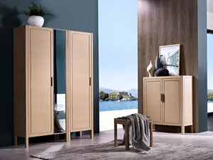 Kustom Pabrik OEM kamar tidur pasangan penyimpanan furnitur elegan kayu Solid modern rumah kayu mewah High-end hotel lemari pakaian
