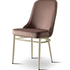 Silla de Comedor Moderna Marmaris Marrón, Asiento Tapizado, Patas de Acero Inoxidable, Muebles para el Hogar - Product Image 1