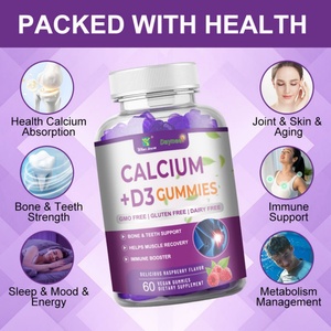 Gummies véganes biologiques de calcium et vitamine D3 à marque privée pour la force osseuse, compléments nutritionnels, durée de conservation de 2 ans, 1 à 2 gummies par portion - Product Image 1