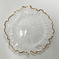 Assiettes de présentation transparentes en plastique de 13 pouces avec bordure or rose pour décorations de table de mariage – Assiettes légères et transparentes pour mariage