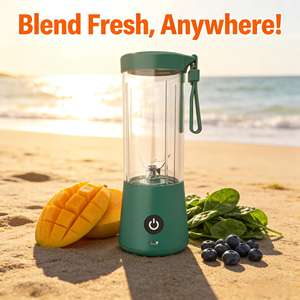 Portable 400ml 150W Mini Blender Low Noise with Chopper Ice Crusher USB Battery Powered BPA Free for Car & Home Use - Product Image 1